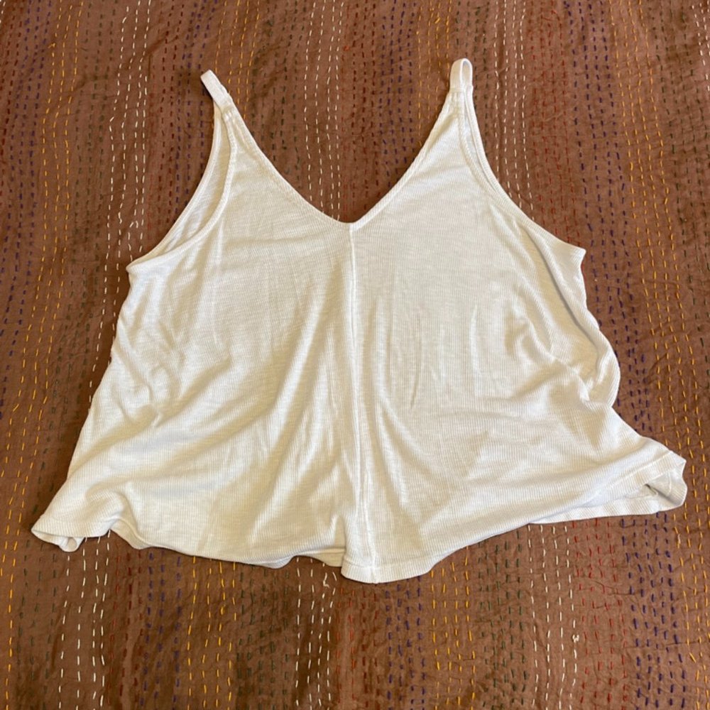 White ribbed Free People Tank